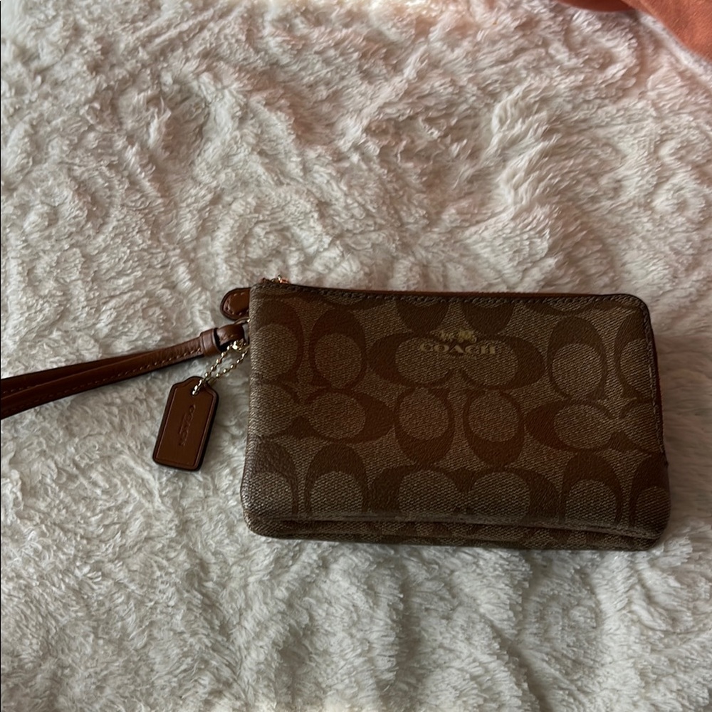 Coach Signature Brown Wristlet